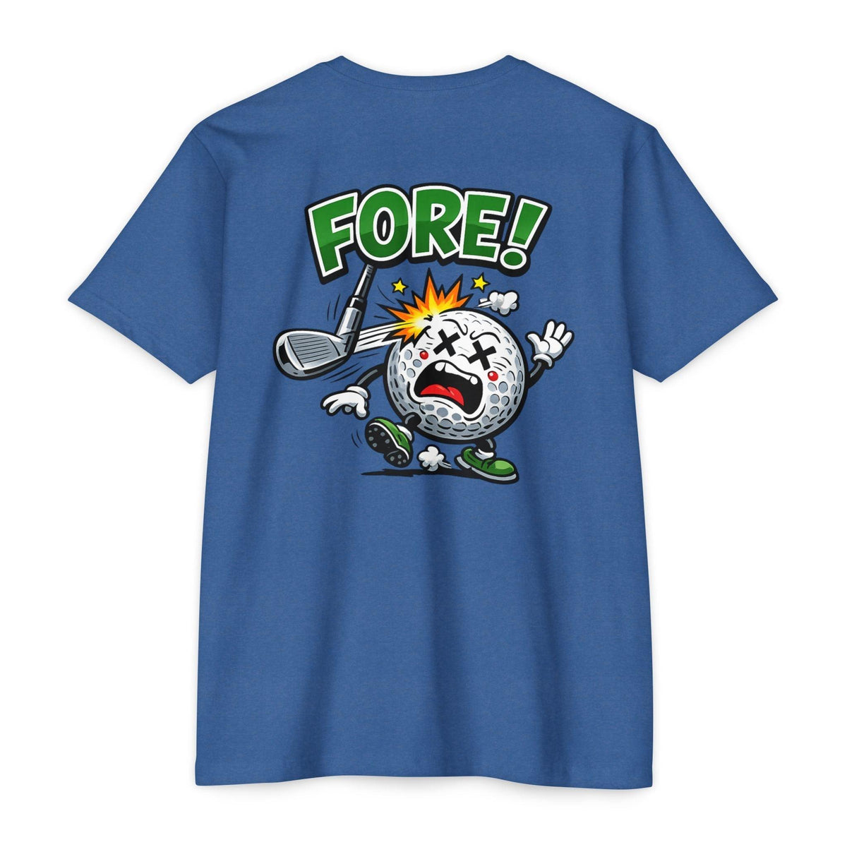 Funny Golf T-Shirt — 'Fore!' Bogey Bob Iron Sights Cartoon