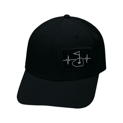 Golf Hat - Baseball Hat Fit - Black - Laser Mesh