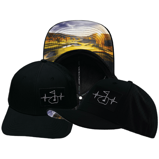 Golf Hat - Baseball Hat Fit - Black - Laser Mesh