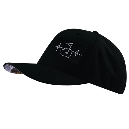 Golf Hat - Baseball Hat Fit - Black - Laser Mesh