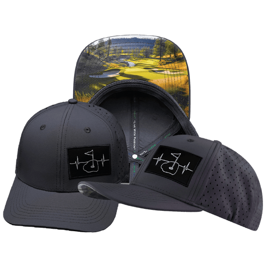 Golf Hat - Baseball Hat Fit - Charcoal - Laser Mesh