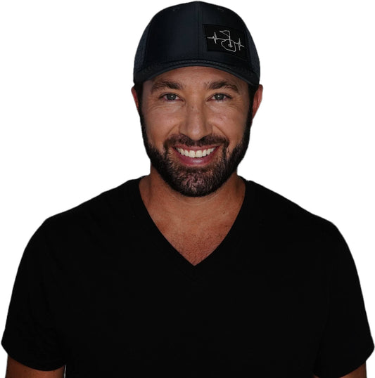 Golf Hat - Baseball Hat Fit - Black - Laser Mesh