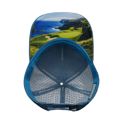 Golf Hat - Baseball Hat Fit - Cork - Slate Blue - Laser Mesh