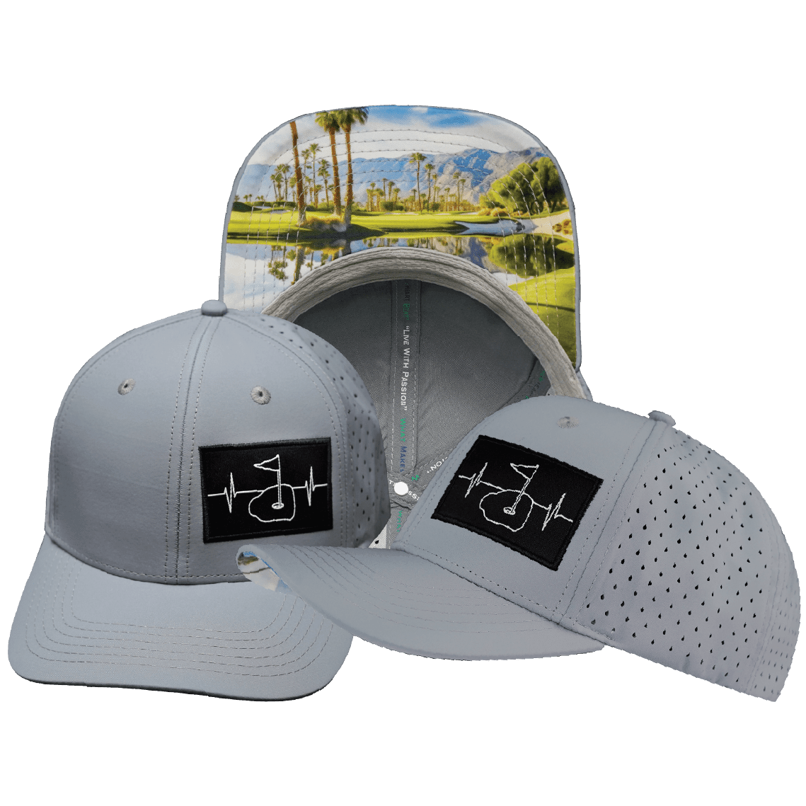 Golf Hat - Baseball Hat Fit  - Gray Blue - Laser Mesh