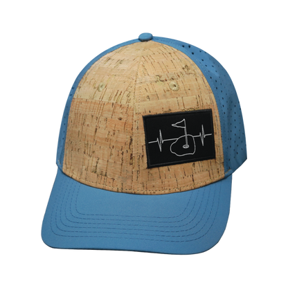 Golf Hat - Baseball Hat Fit - Cork - Slate Blue - Laser Mesh