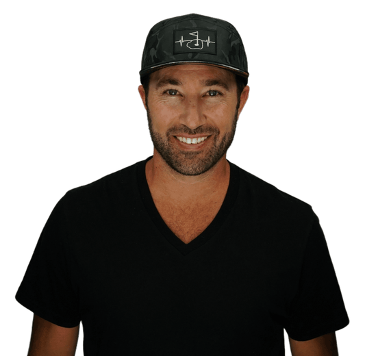 Golf Hat - Flat Bill - Black Camo - Laser Mesh