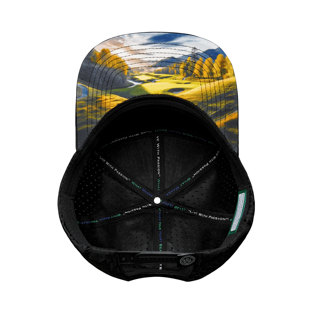 Golf Hat - Flat Bill - Black Camo - Laser Mesh