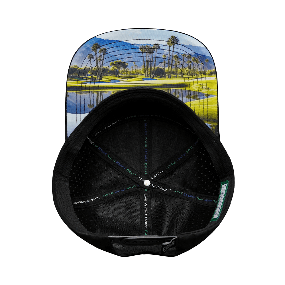 Golf Hat - Flat Bill - Black / White / Navy - Laser Mesh