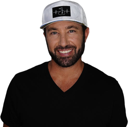 Golf Hat - Flat Bill - White Camo - Laser Mesh
