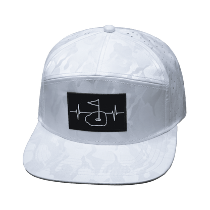 Golf Hat - Flat Bill - White Camo - Laser Mesh