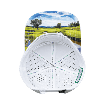 Golf Hat - Flat Bill - White Camo - Laser Mesh
