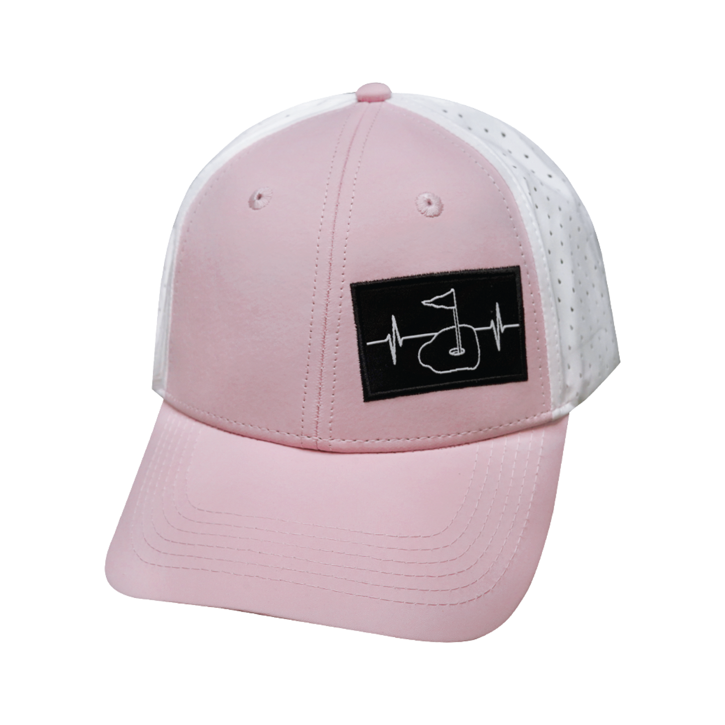 Golf Hat - Low Profile - Ponytail - Light Pink / White - Laser Mesh