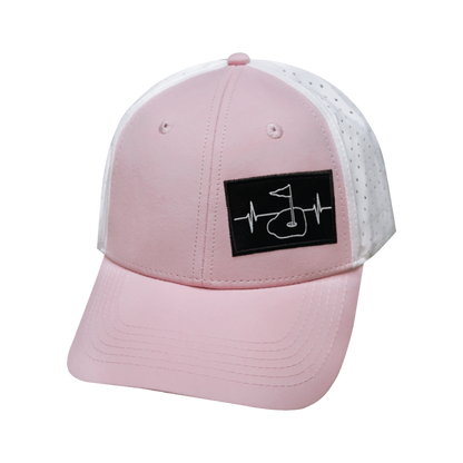 Golf Hat - Low Profile - Ponytail - Light Pink / White - Laser Mesh