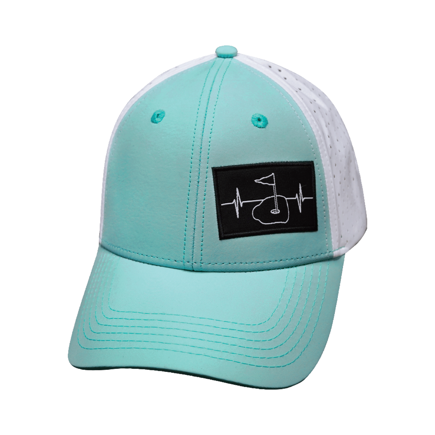 Golf Hat - Low Profile - Ponytail - Mint Green / White - Laser Mesh