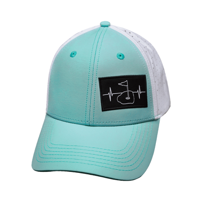 Golf Hat - Low Profile - Ponytail - Mint Green / White - Laser Mesh