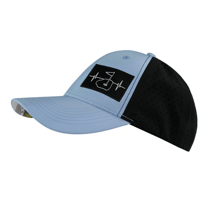 Golf Hat - Low Profile - Ponytail - Baby Blue / Black - Laser Mesh