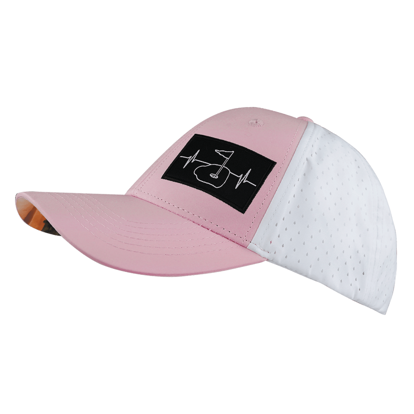 Golf Hat - Low Profile - Ponytail - Light Pink / White - Laser Mesh