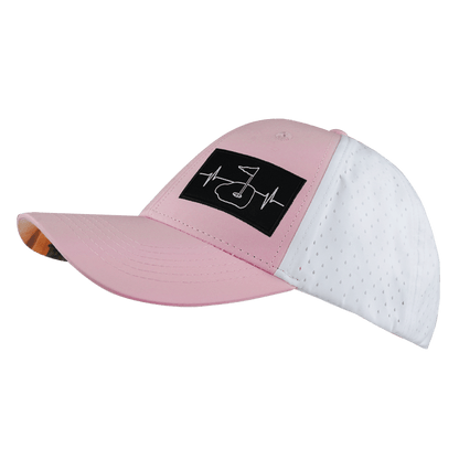 Golf Hat - Low Profile - Ponytail - Light Pink / White - Laser Mesh