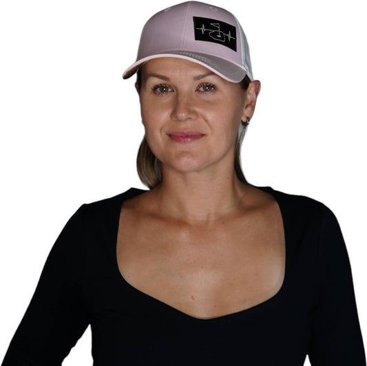 Golf Hat - Low Profile - Ponytail - Light Pink / White - Laser Mesh