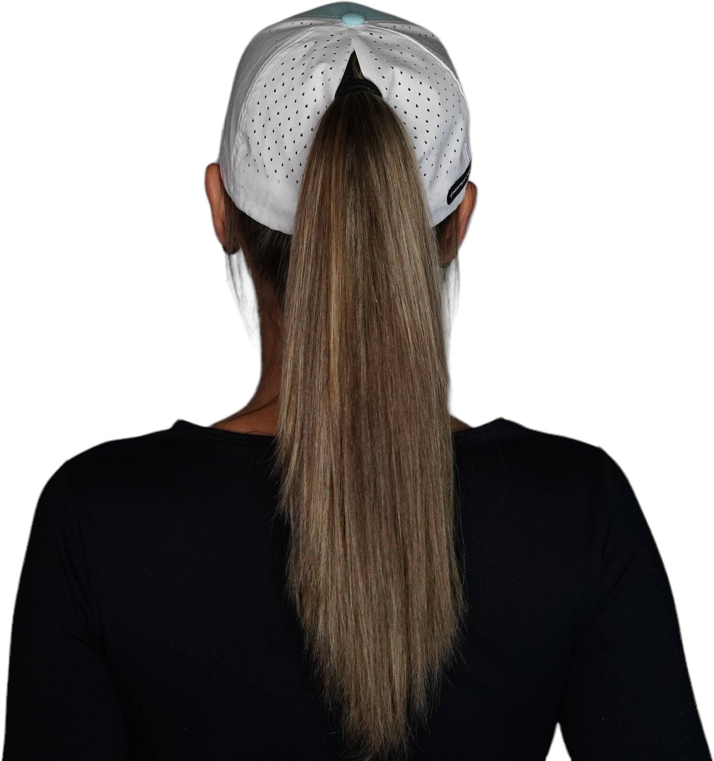 Golf Hat - Low Profile - Ponytail - Mint Green / White - Laser Mesh