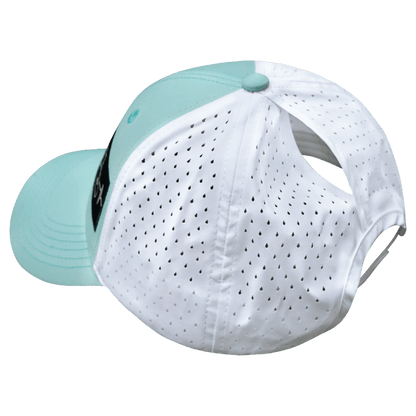 Golf Hat - Low Profile - Ponytail - Mint Green / White - Laser Mesh