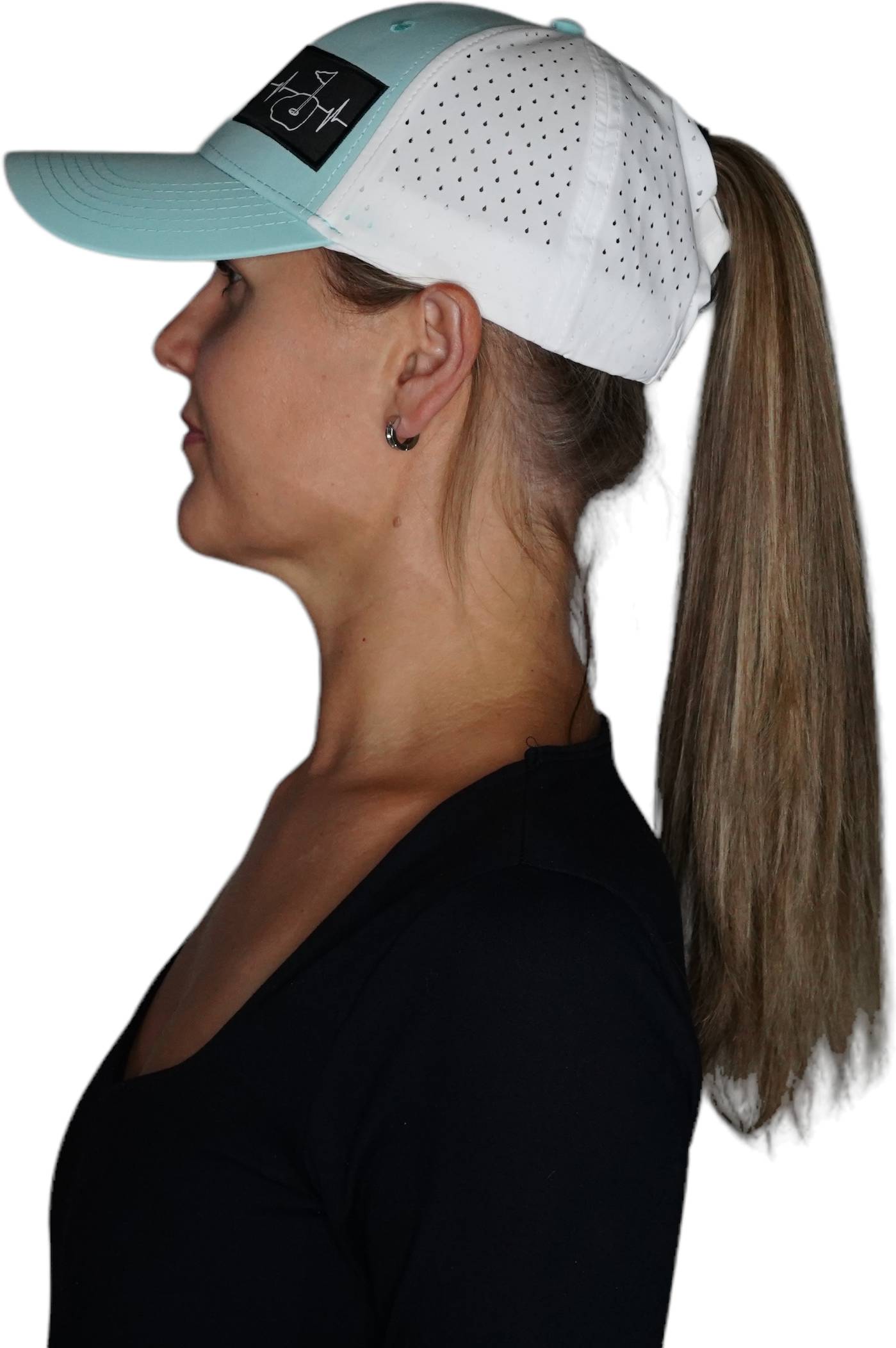 Golf Hat - Low Profile - Ponytail - Mint Green / White - Laser Mesh