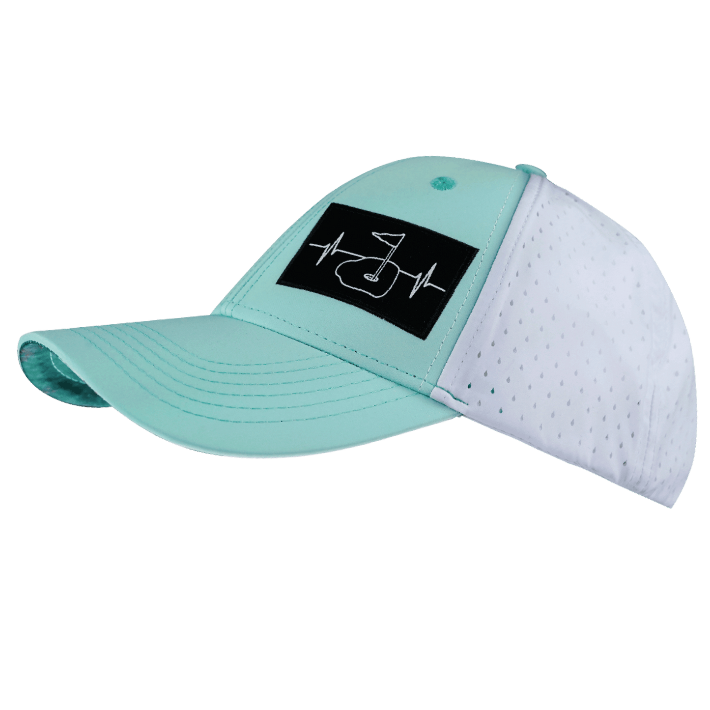 Golf Hat - Low Profile - Ponytail - Mint Green / White - Laser Mesh