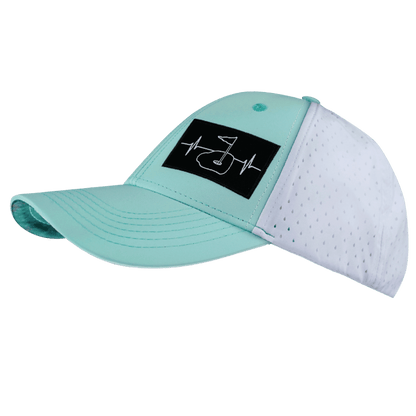 Golf Hat - Low Profile - Ponytail - Mint Green / White - Laser Mesh