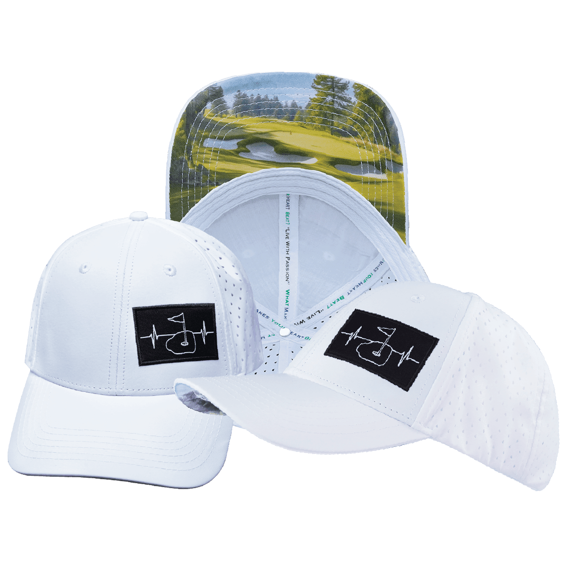 Golf Hat - Low Profile - Ponytail - White - Laser Mesh