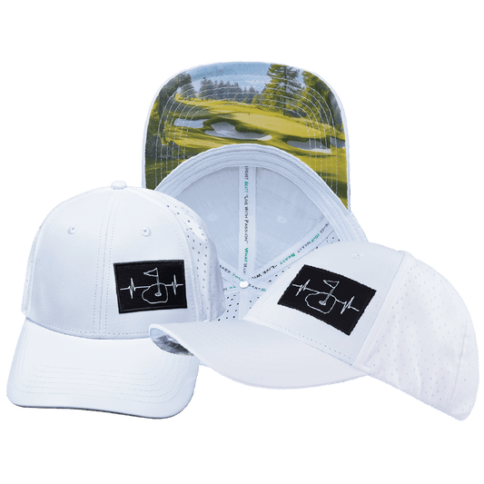 Golf Hat - Low Profile - Ponytail - White - Laser Mesh