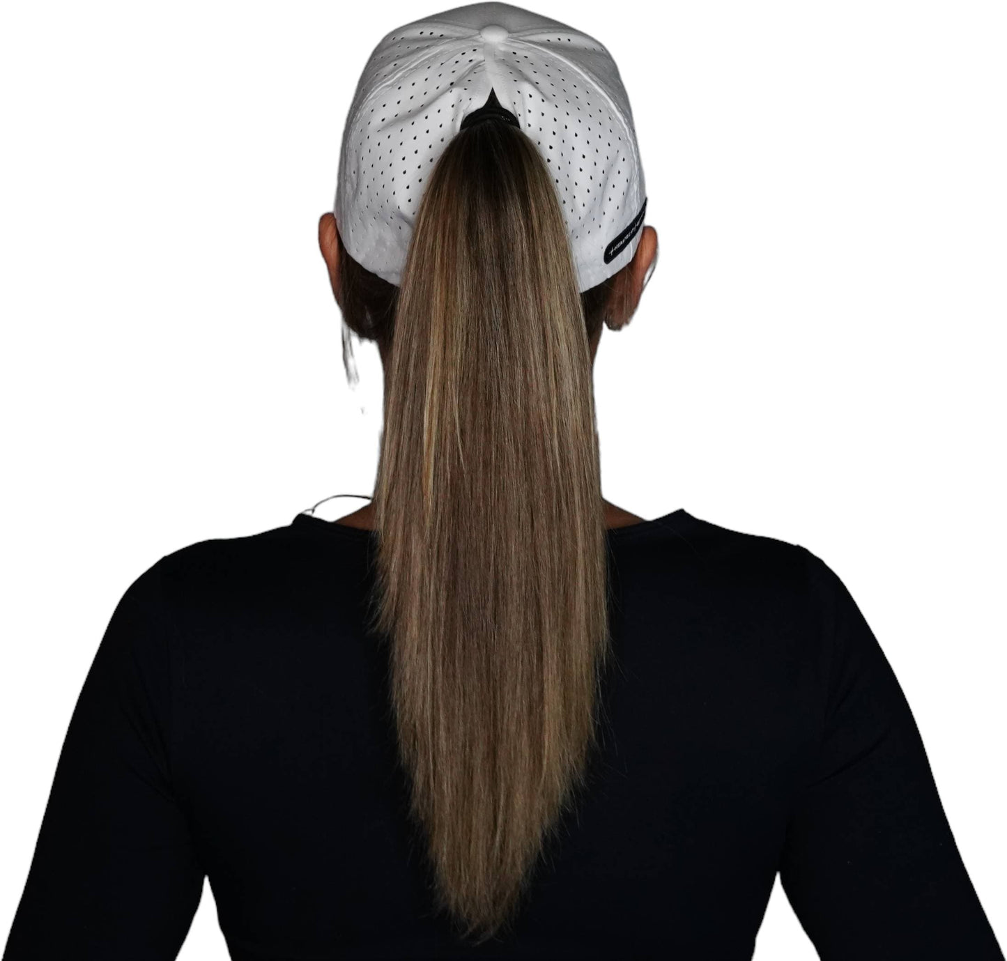 Golf Hat - Low Profile - Ponytail - White - Laser Mesh