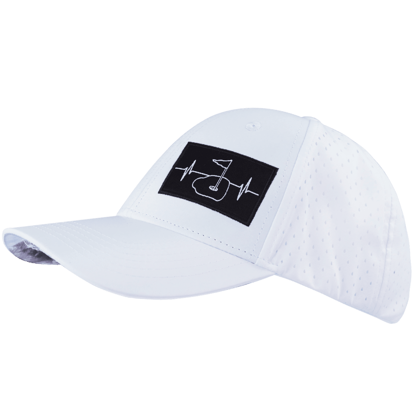 Golf Hat - Low Profile - Ponytail - White - Laser Mesh