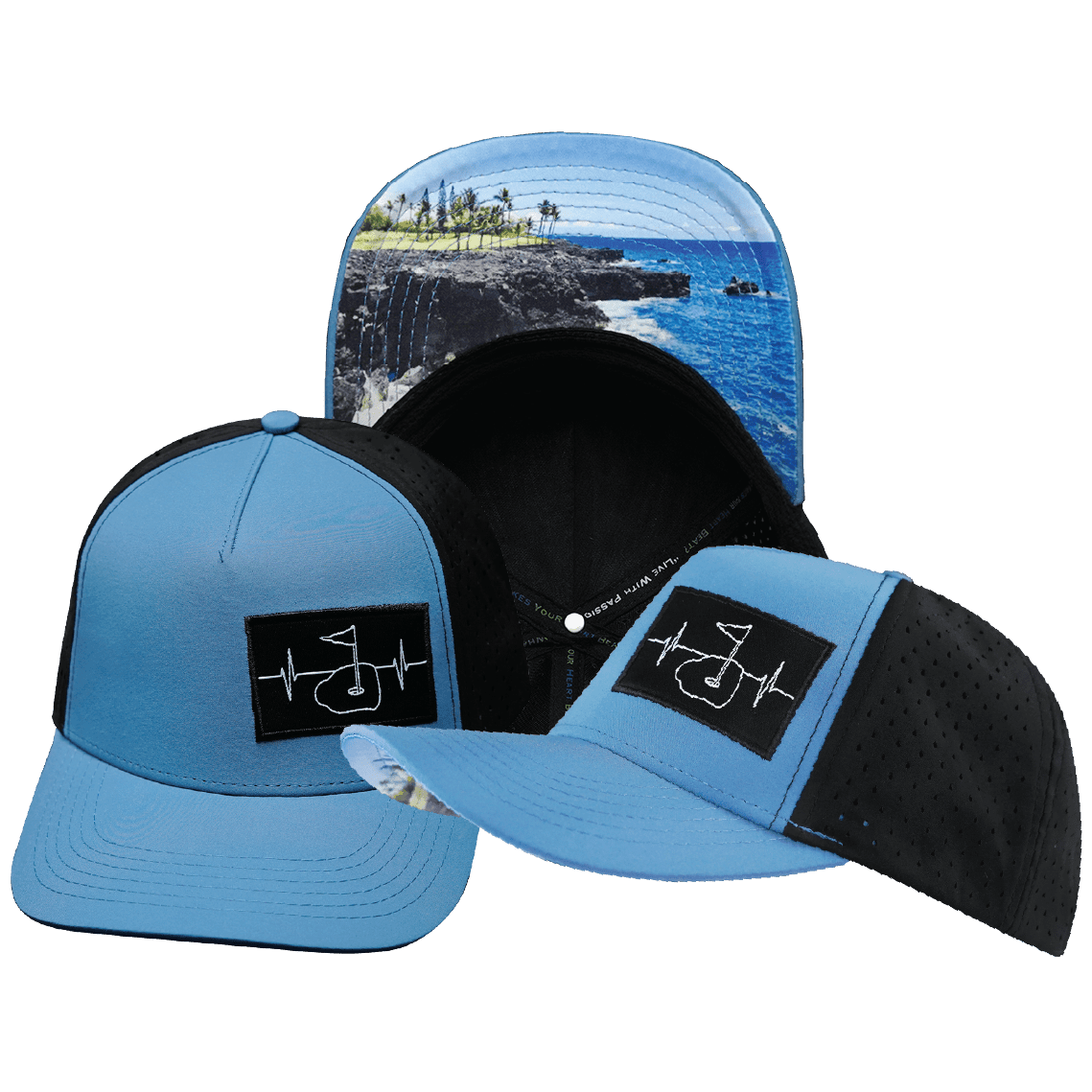Golf Hat - Trucker Hat - Slate Blue / Black - Laser Mesh