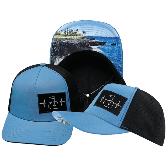 Golf Hat - Trucker Hat - Slate Blue / Black - Laser Mesh