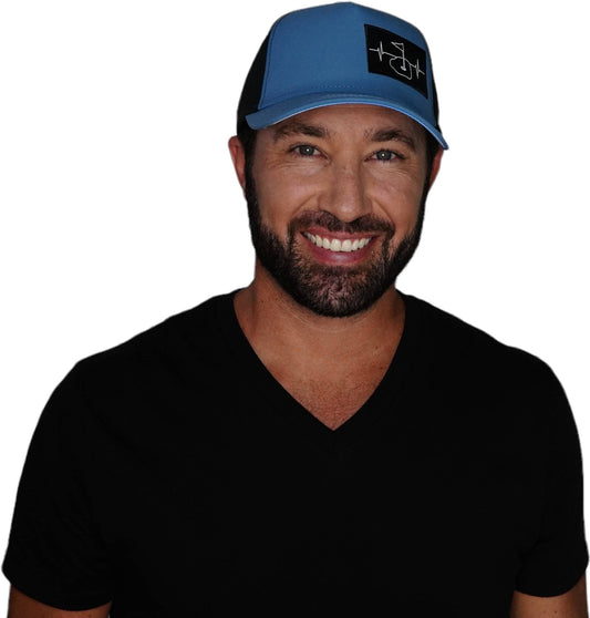 Golf Hat - Trucker Hat - Slate Blue / Black - Laser Mesh