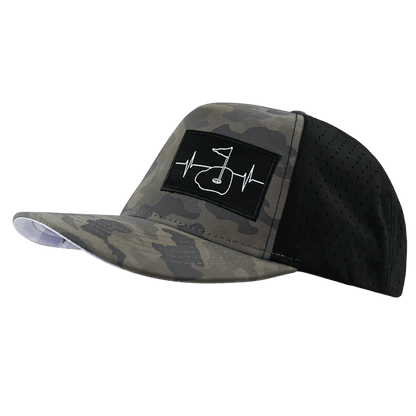 Golf Hat - Trucker Hat - Soft Charcoal Camo / Black - Laser Mesh