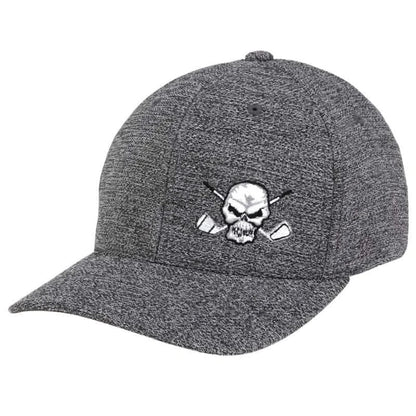 Skull Design Fitted Golf Hat (Dark Heather Grey)