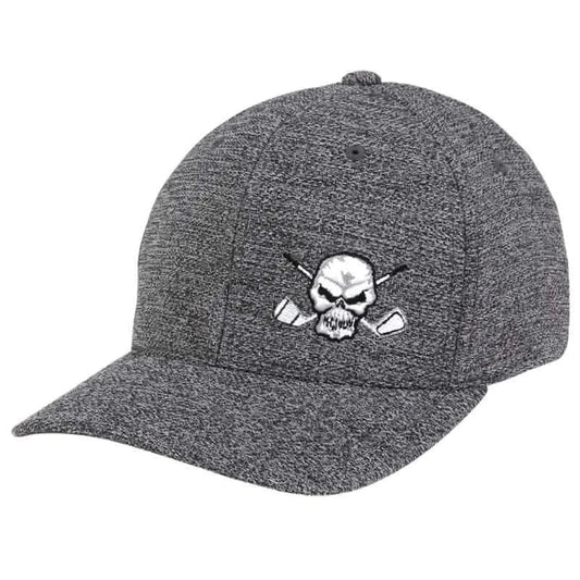 Skull Design Fitted Golf Hat (Dark Heather Grey)