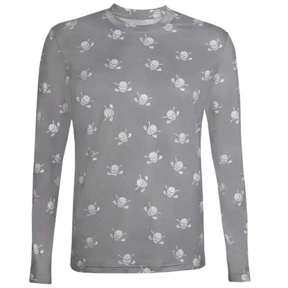 Golf Long Sleeve Undershirt with Skulls (Grey/White)
