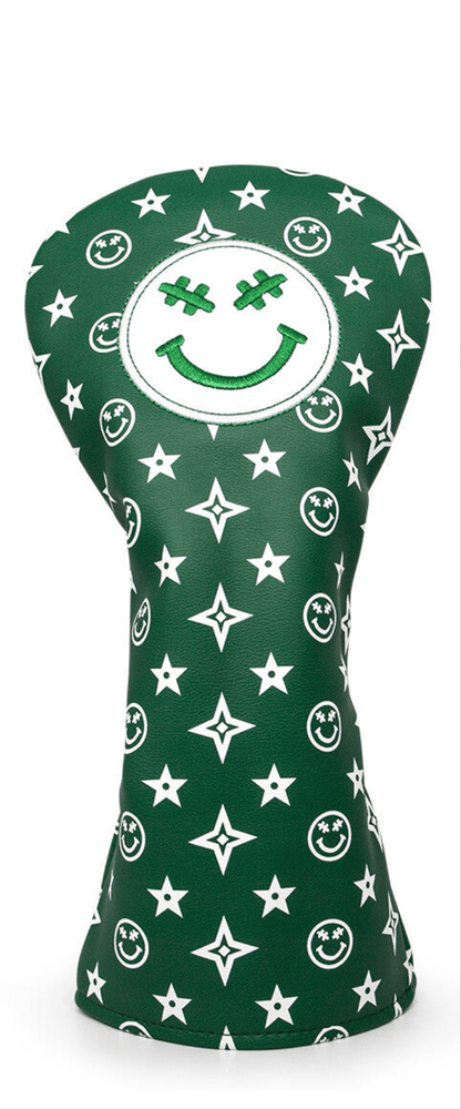 Green Smiley Star Driver Headcover – Good Vibes Only