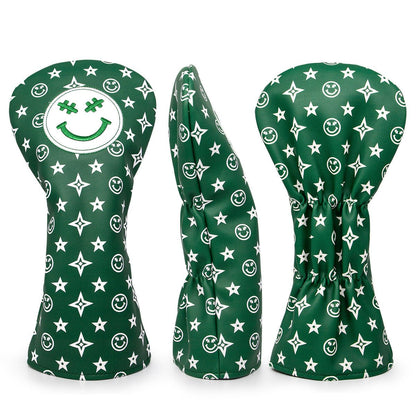 Green Smiley Star Driver Headcover – Good Vibes Only