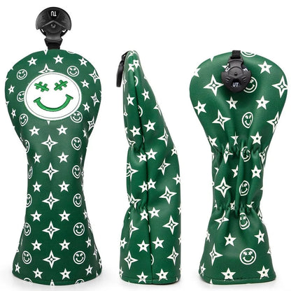 Green Smiley Star Driver Headcover – Good Vibes Only