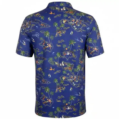 Vintage Hawaiian Men's Golf Shirt - Ocean Blue