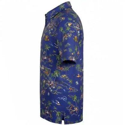 Vintage Hawaiian Men's Golf Shirt - Ocean Blue