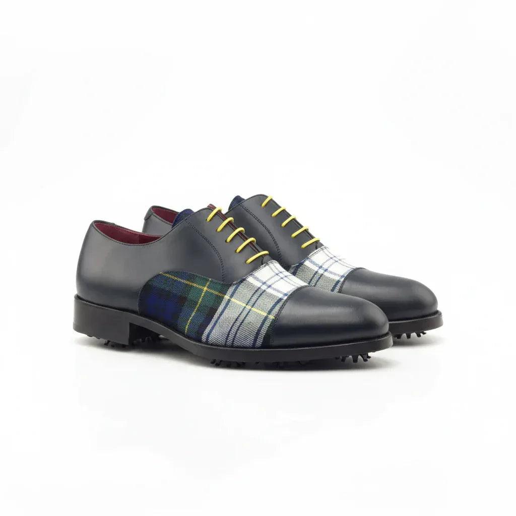 hogan-oxford-golf-shoes-men-black-leather-plaid-473 - GOLF LEAGUE