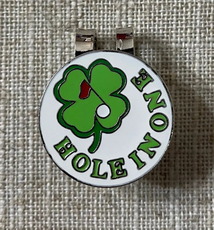 Hole in One Lucky Clover Golf Ball Marker Clip