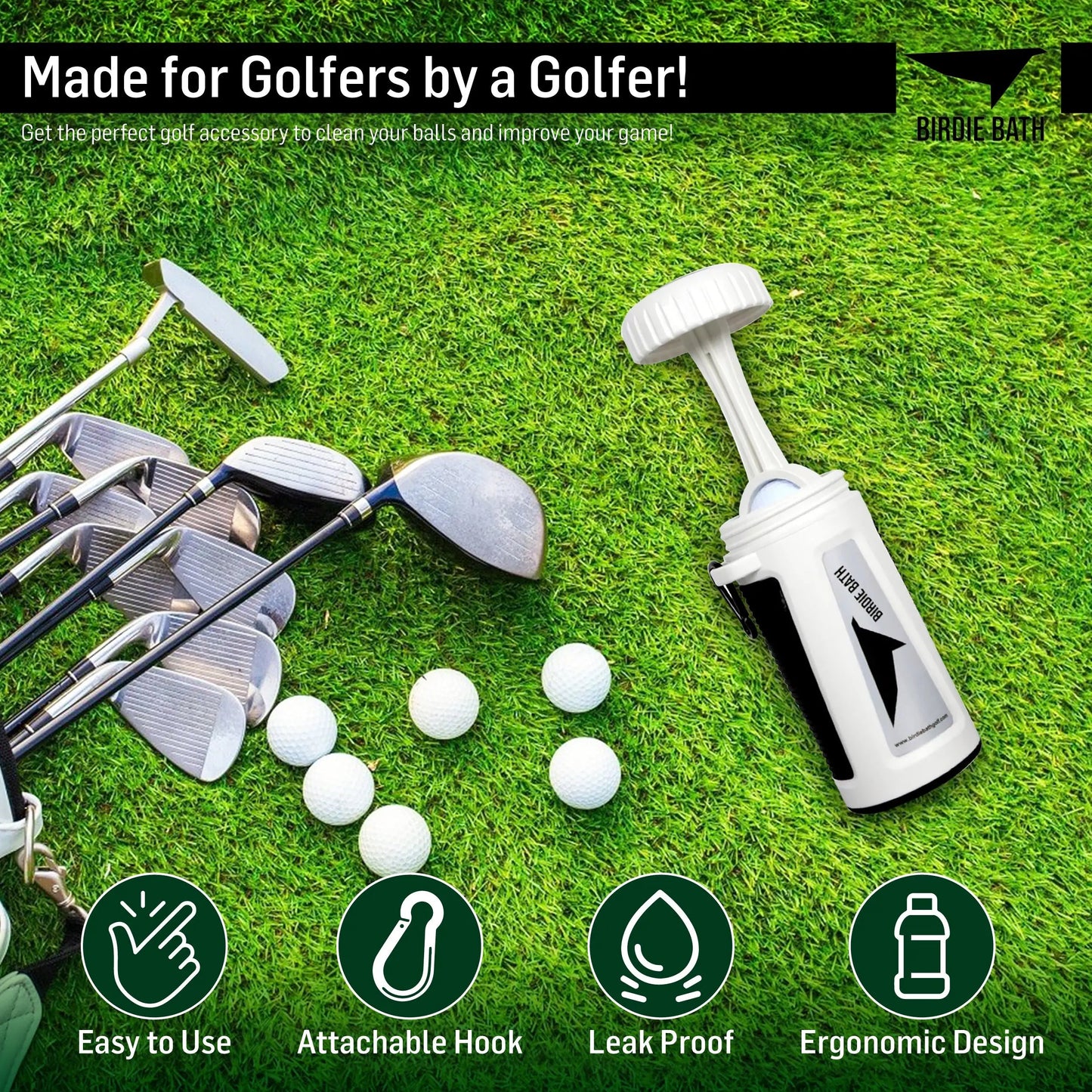 Birdie Bath: Portable Golf Ball Cleaner - Ultimate Personal Golf Ball Washer