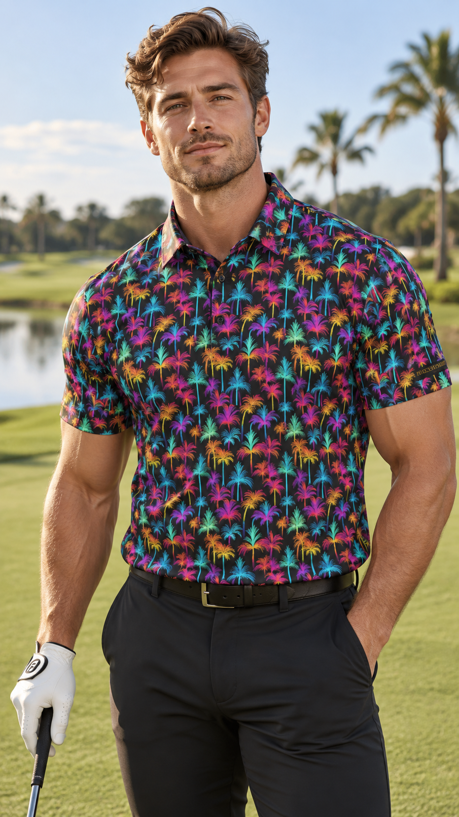Tropical Neon Premium Golf Polo