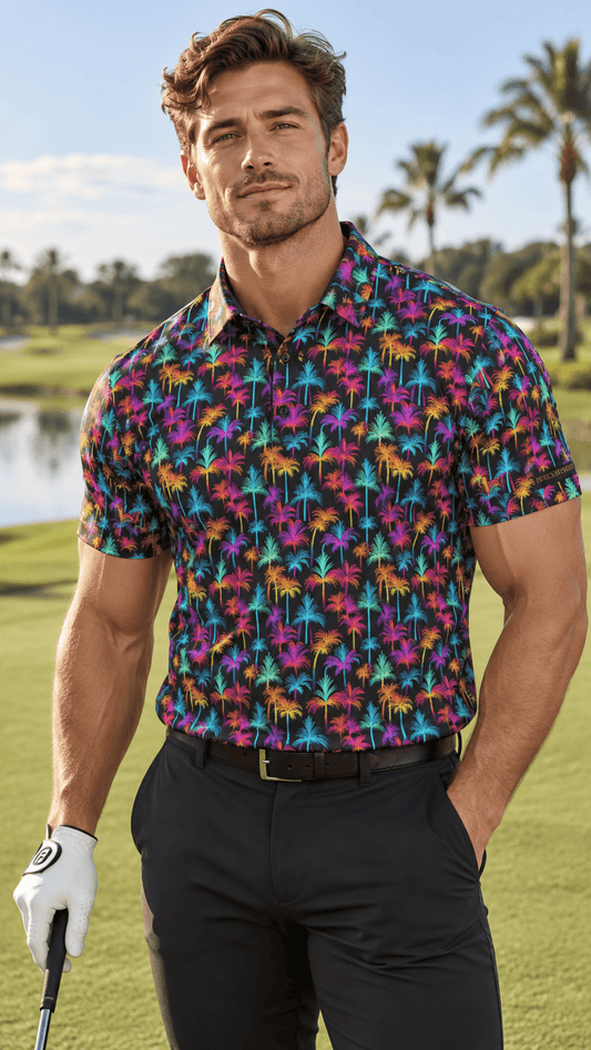 Tropical Neon Premium Golf Polo
