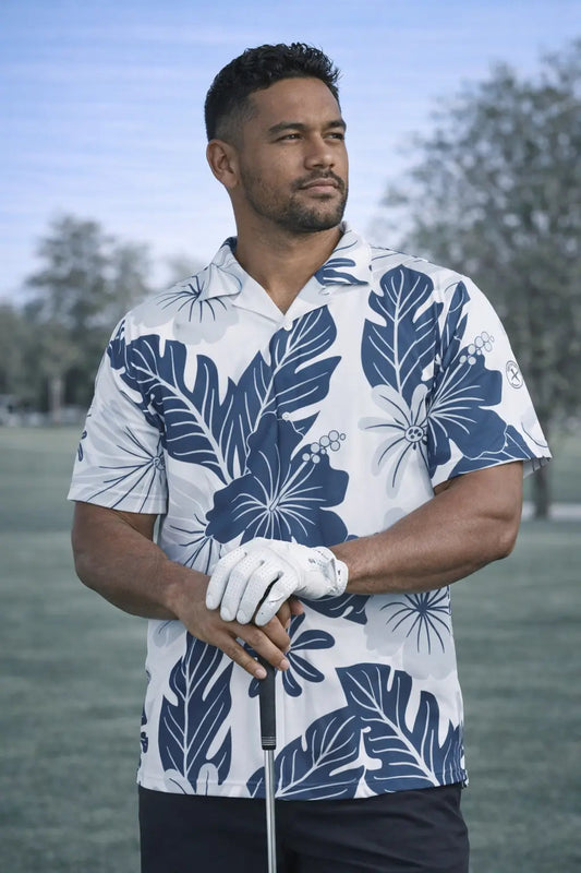 Iron Sight Button Up Hawaiian Tropical Golf Shirt